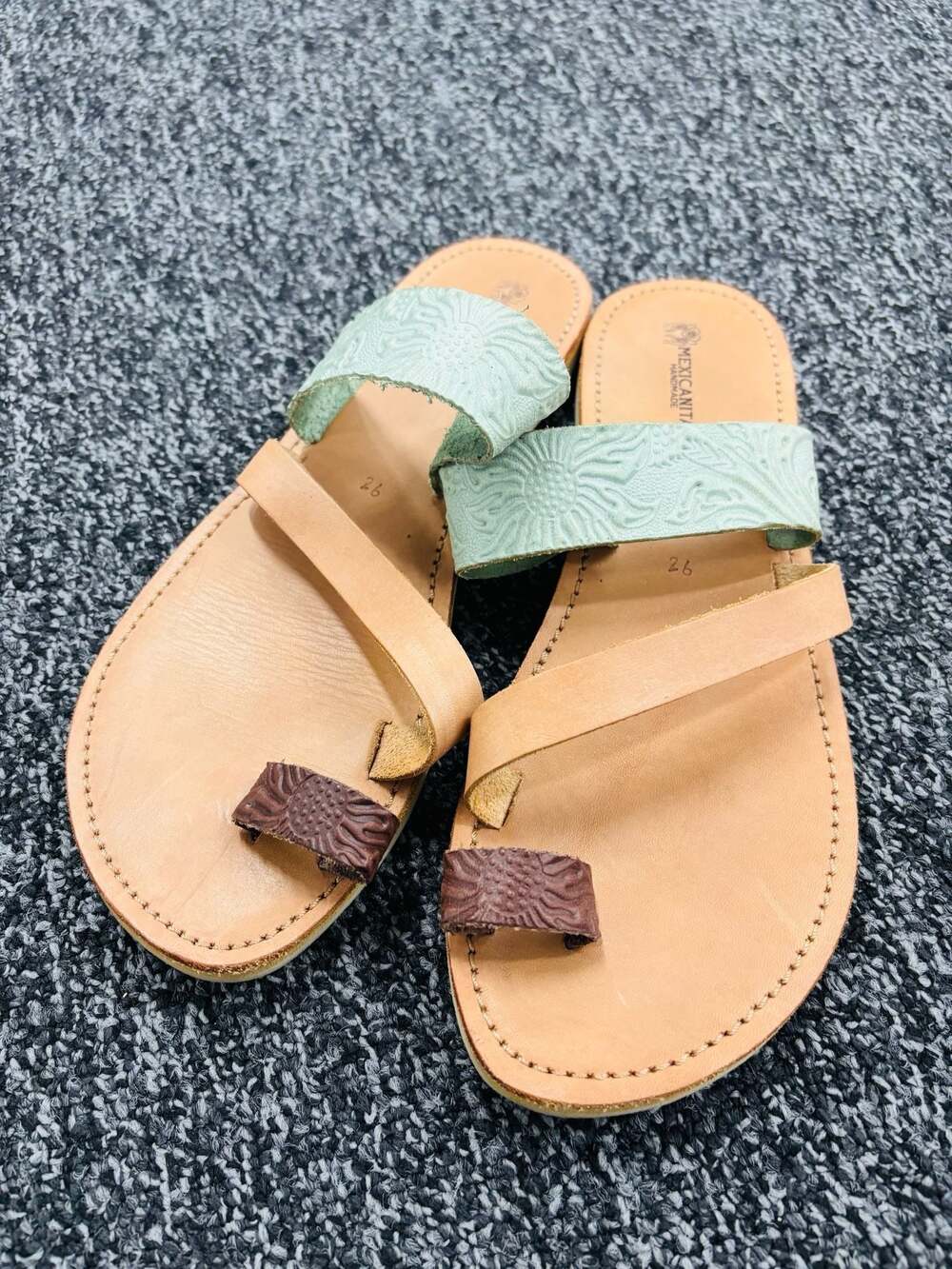 Mexicanita Handmade Leather Toe Ring Sandals Size 26 US 9